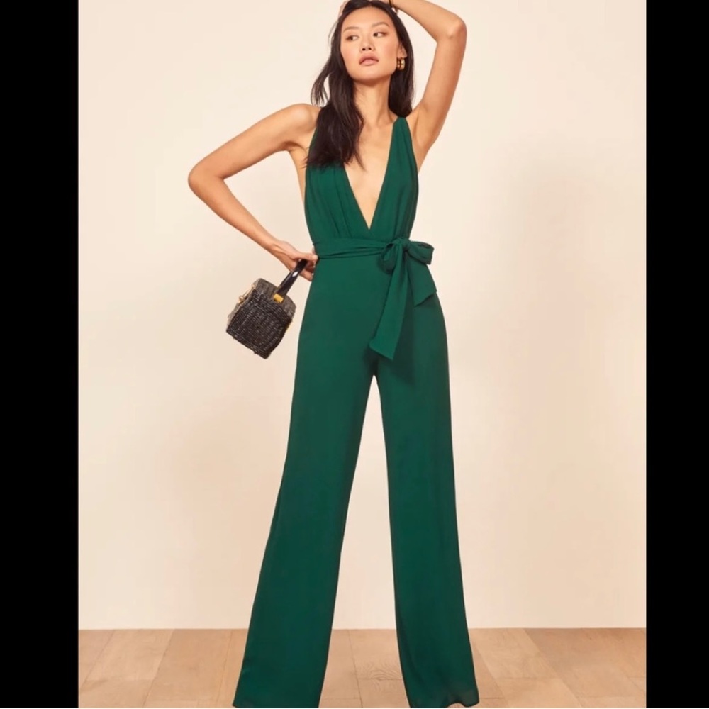 Reformation Sofi Jumpsuit Emerald green size 4